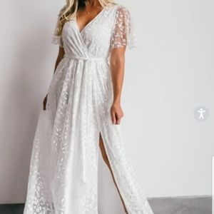 Baltic Born White Marseille Embossed Maxi Dress